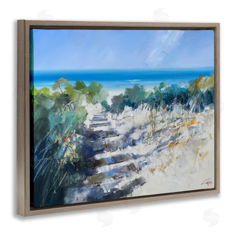 Craig Trewin Penny Beach Steps in Robe Brown Floating Frame Canvas Wall Art Print
