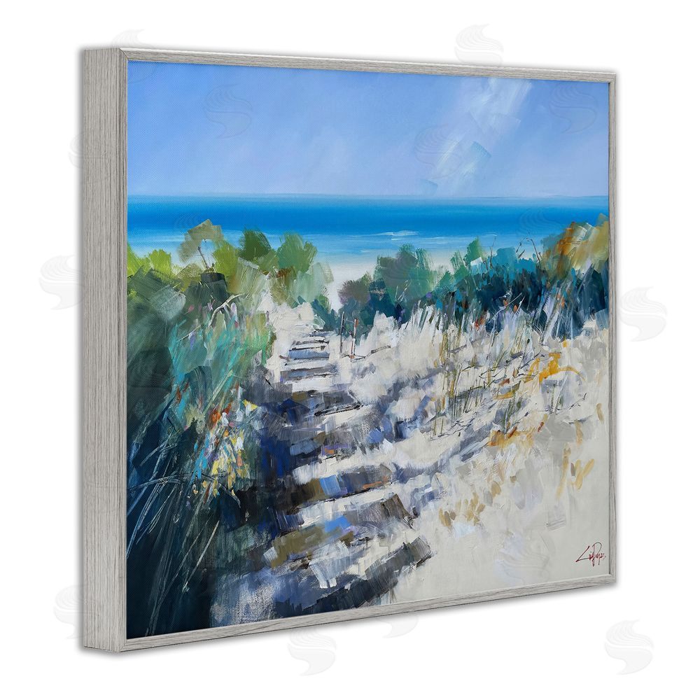Craig Trewin Penny Beach Steps in Robe Gray Framed Giclee Wall Art Print