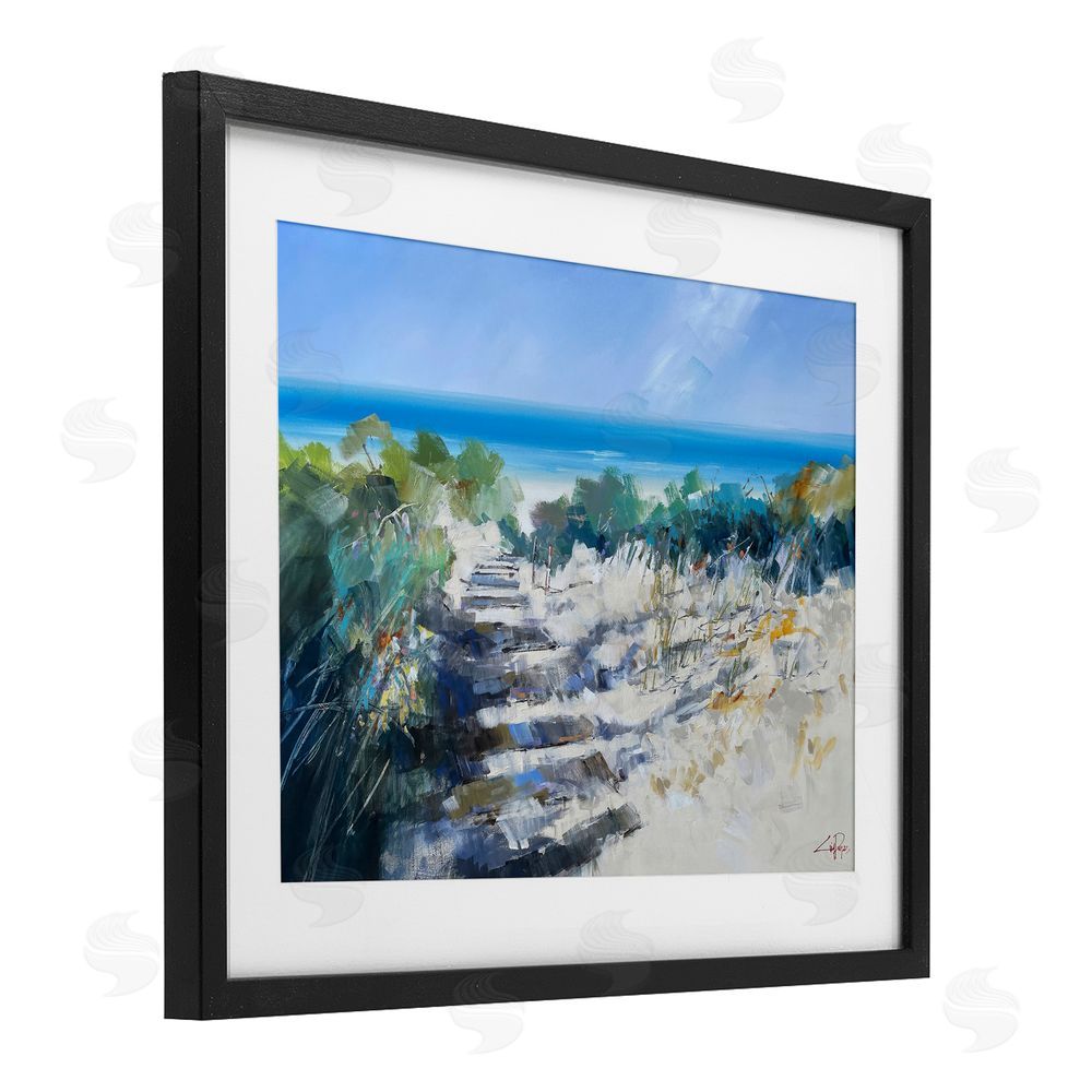 Craig Trewin Penny Beach Steps in Robe Black Framed Print Under Glass Wall Art