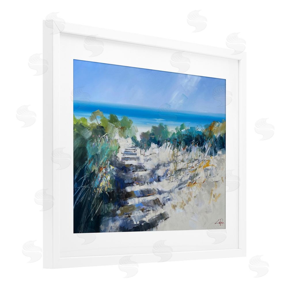 Craig Trewin Penny Beach Steps in Robe White Framed Print Under Glass Wall Art