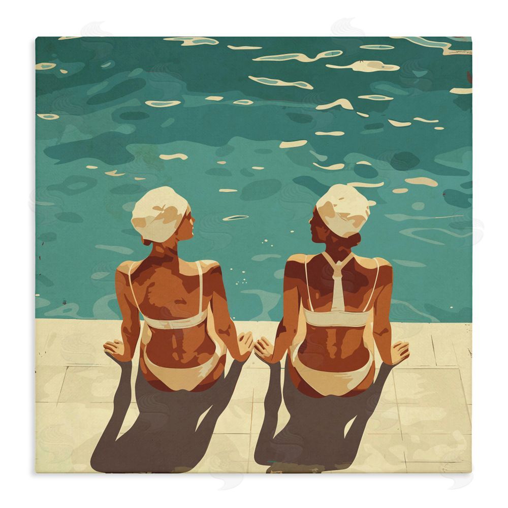 Layla Oz Swimmer Friends Duo Stretched Canvas Wall Art Print