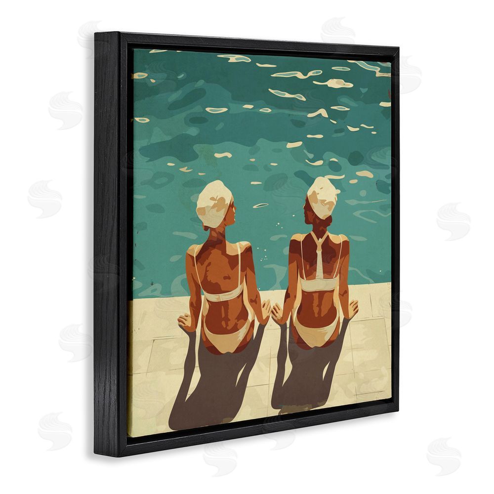 Layla Oz Swimmer Friends Duo Black Floating Frame Canvas Wall Art Print