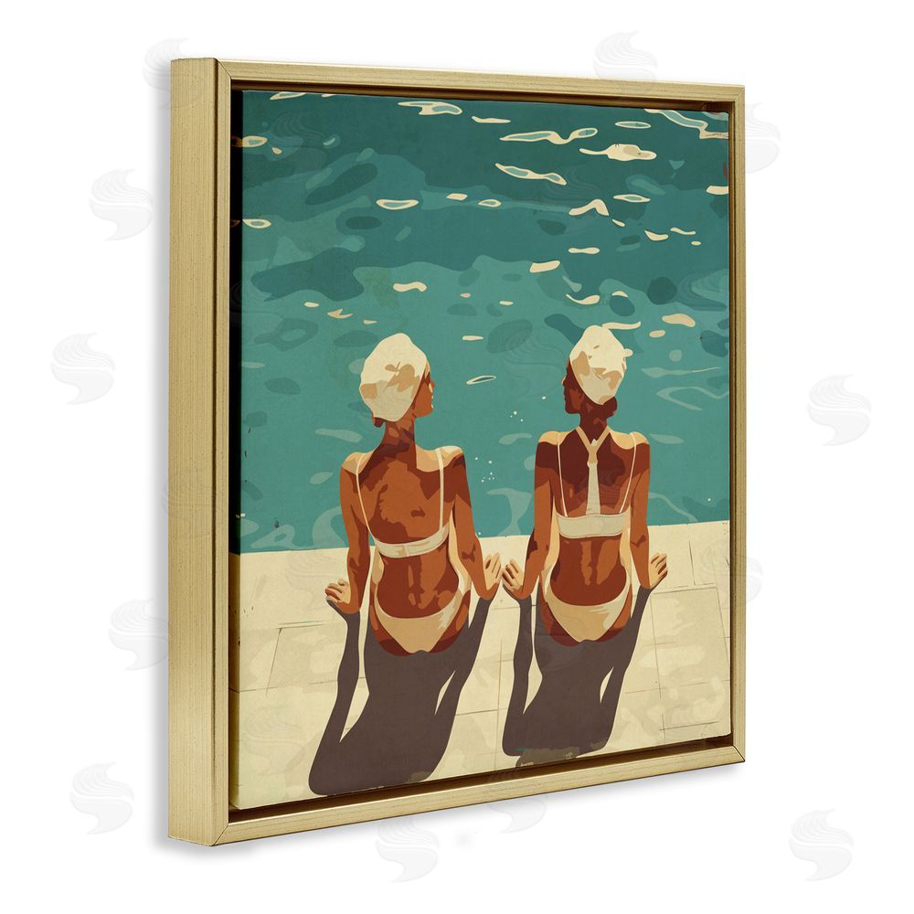 Layla Oz Swimmer Friends Duo Gold Floating Frame Canvas Wall Art Print