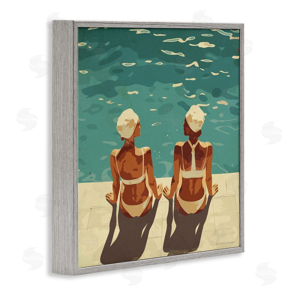 Layla Oz Swimmer Friends Duo Gray Framed Giclee Wall Art Print