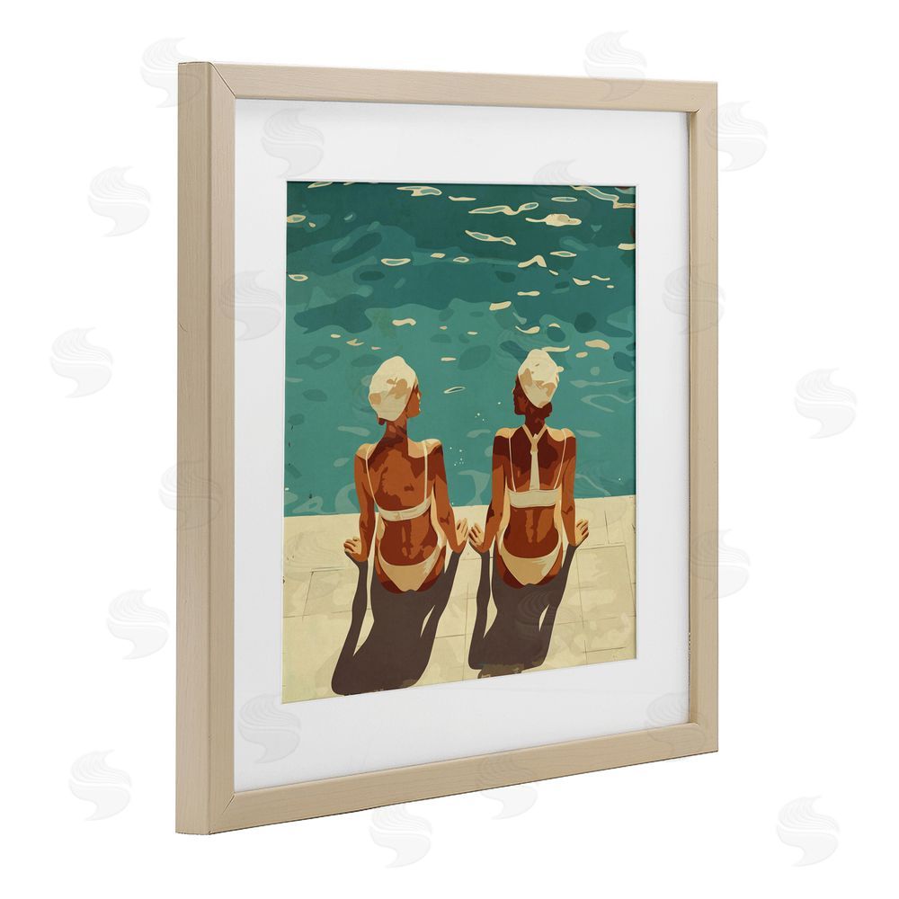 Layla Oz Swimmer Friends Duo Birch Framed Print Under Glass Wall Art