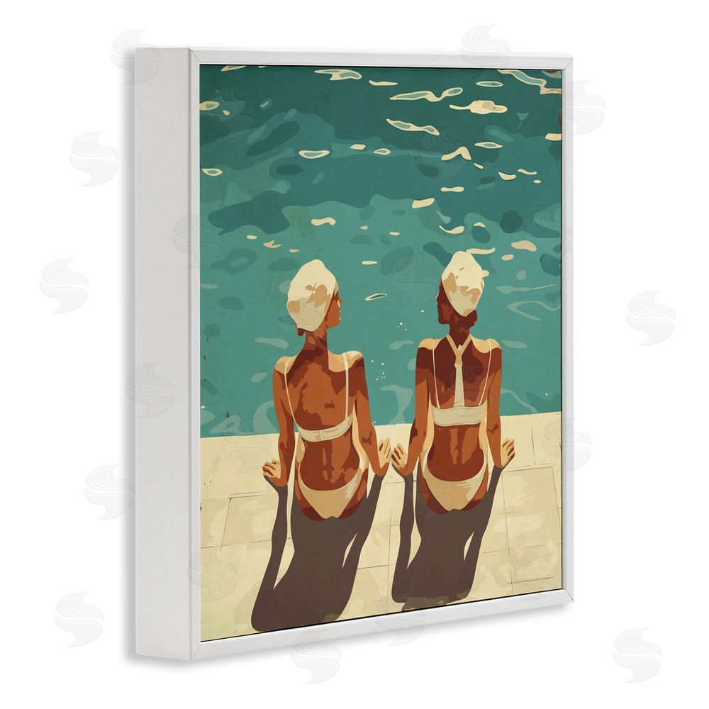 Layla Oz Swimmer Friends Duo White Framed Giclee Wall Art Print