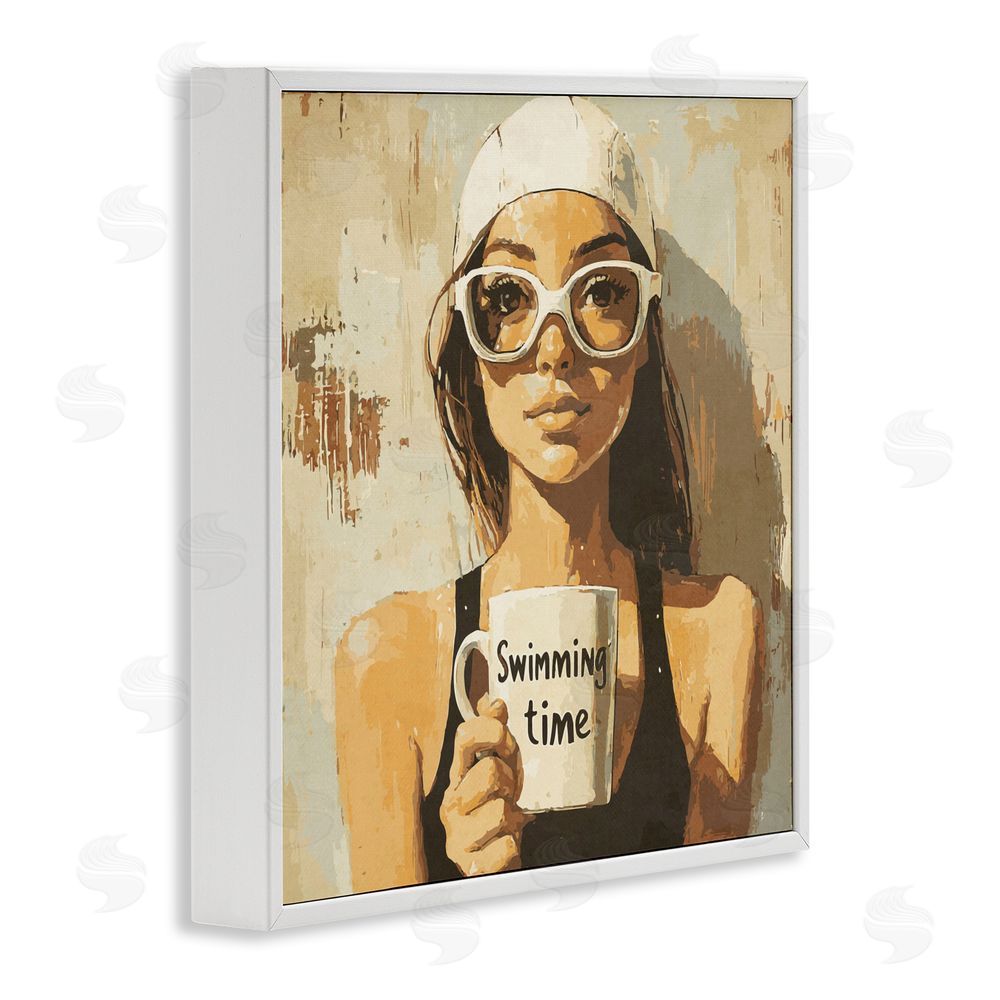 Layla Oz Swimming Mug Girl White Framed Giclee Wall Art Print