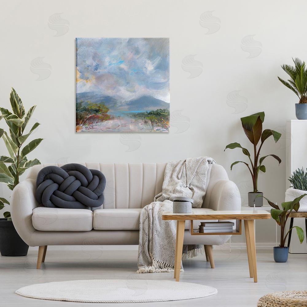 Leslie Birch Expressive Mountain Mists Stretched Canvas Wall Art Print in Room
