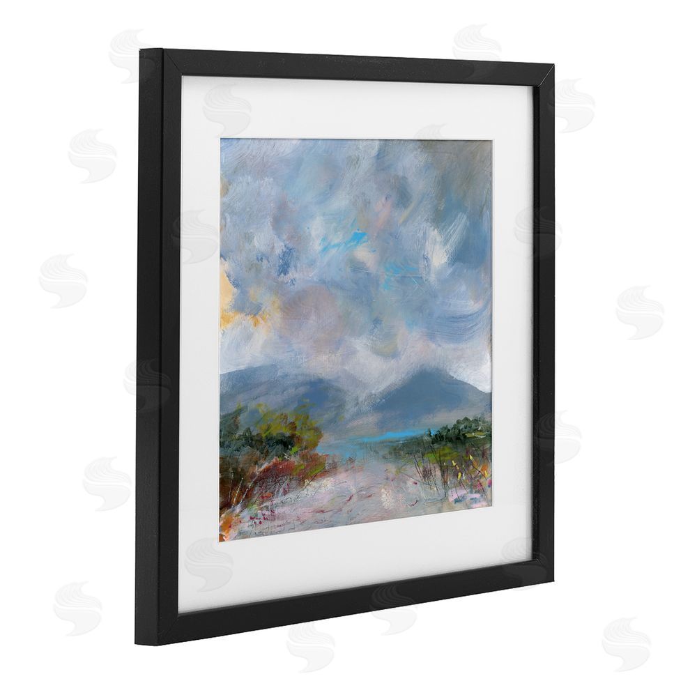 Leslie Birch Expressive Mountain Mists Black Framed Print Under Glass Wall Art