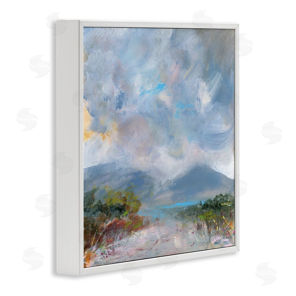 Leslie Birch Expressive Mountain Mists White Framed Giclee Wall Art Print