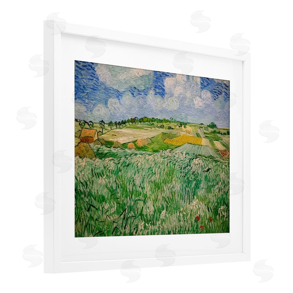Vincent Van Gogh Plain Near Auvers Painting White Framed Print Under Glass Wall Art