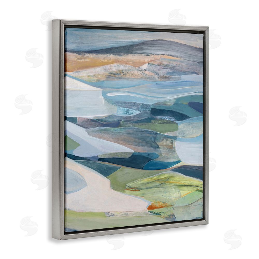 Farren Lee Shifting Horizons Distortion Gray Floating Frame Canvas Wall Art Print
