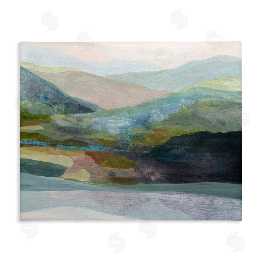 Farren Lee Misty Morning Mountain Gradient Stretched Canvas Wall Art Print