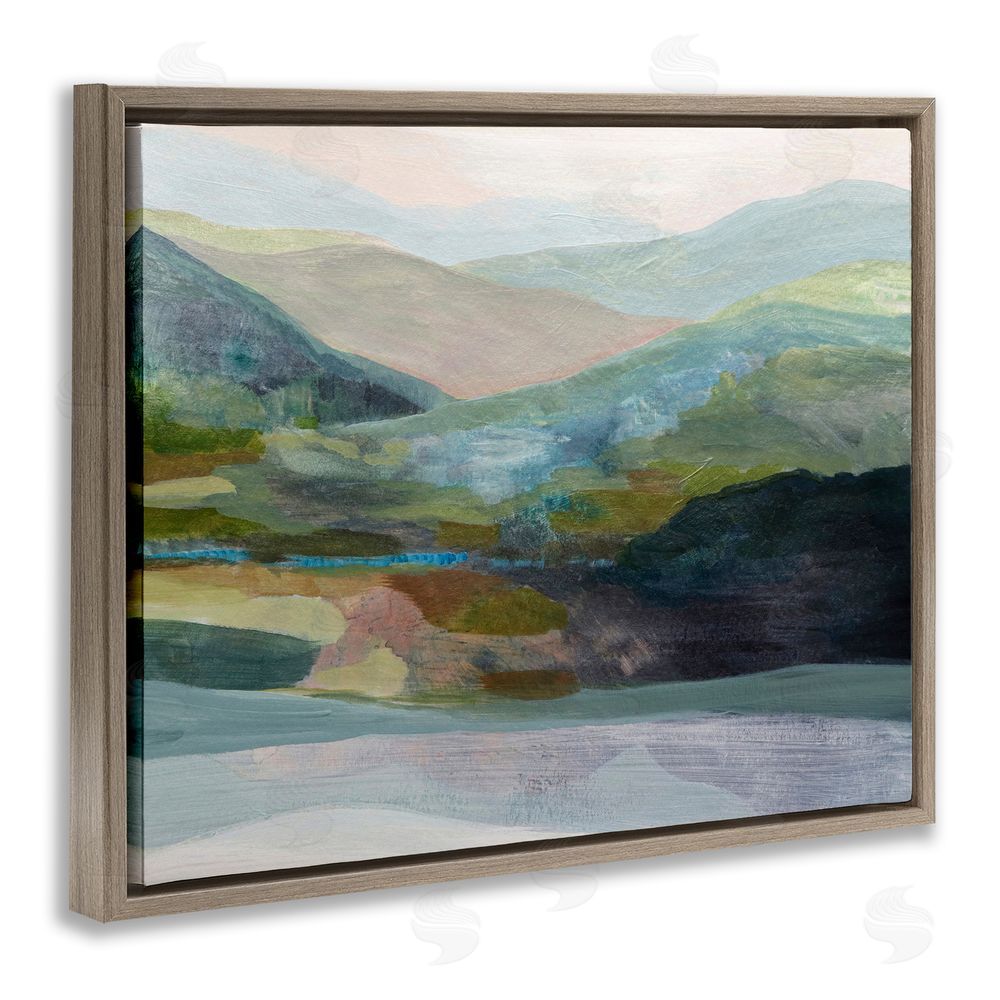 Farren Lee Misty Morning Mountain Gradient Brown Floating Frame Canvas Wall Art Print