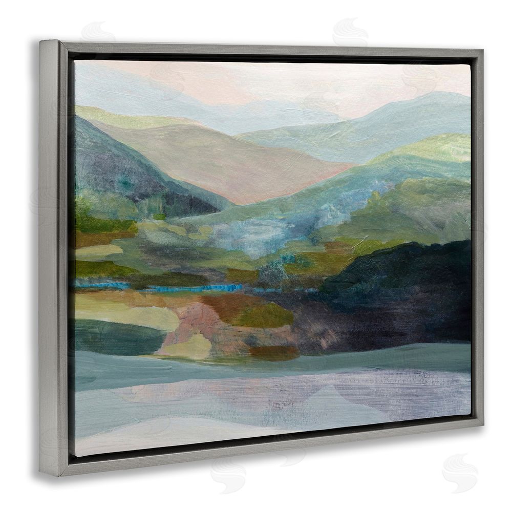 Farren Lee Misty Morning Mountain Gradient Gray Floating Frame Canvas Wall Art Print