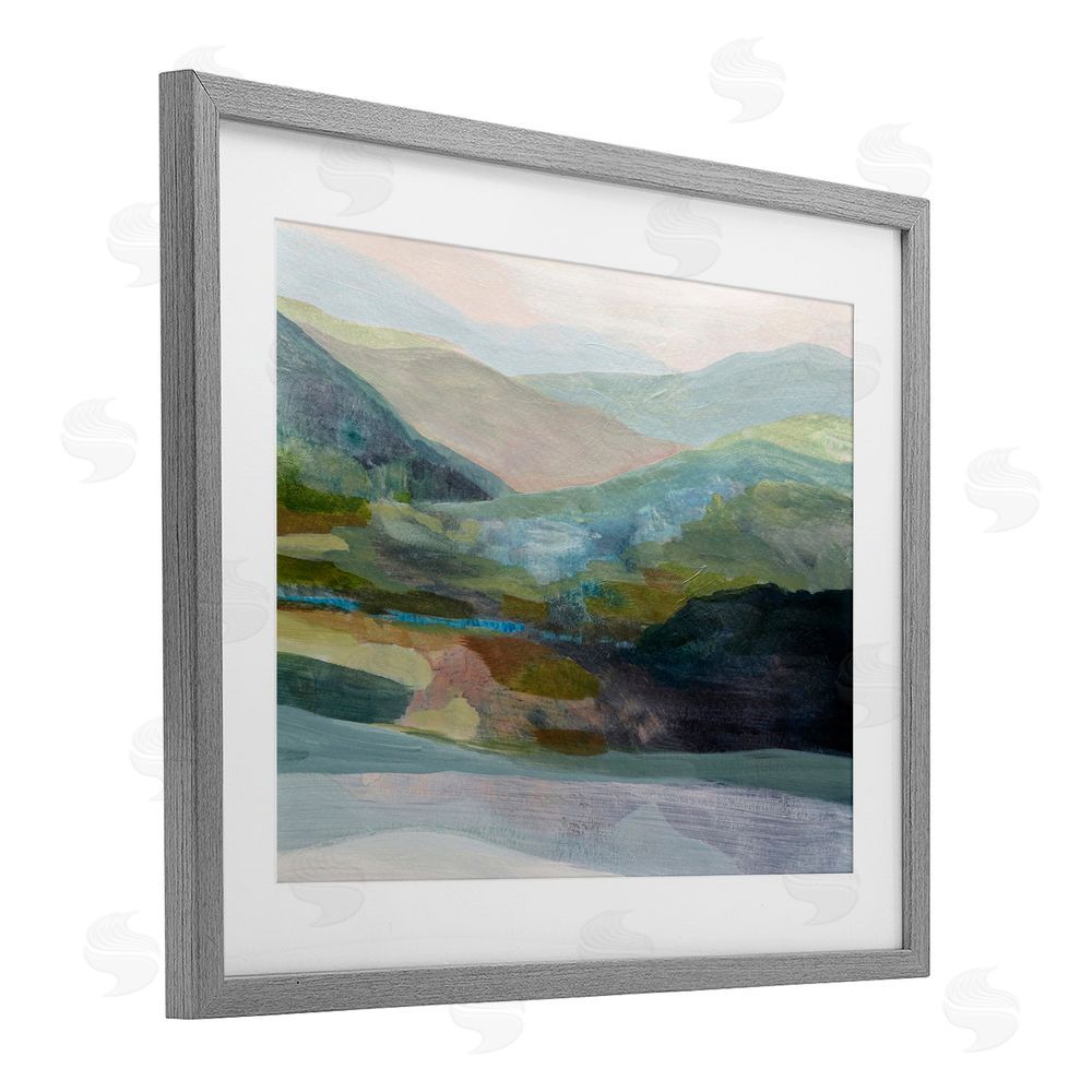 Farren Lee Misty Morning Mountain Gradient Gray Framed Print Under Glass Wall Art