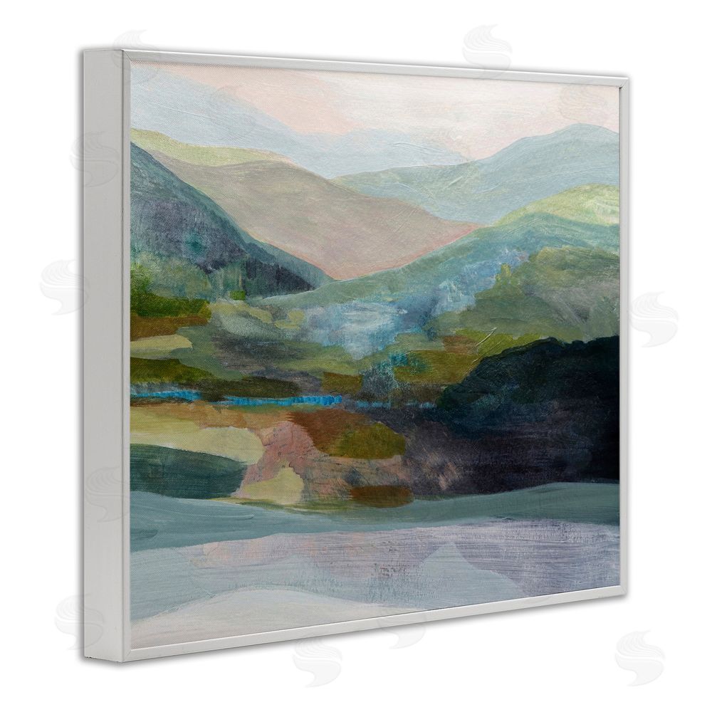 Farren Lee Misty Morning Mountain Gradient White Framed Giclee Wall Art Print