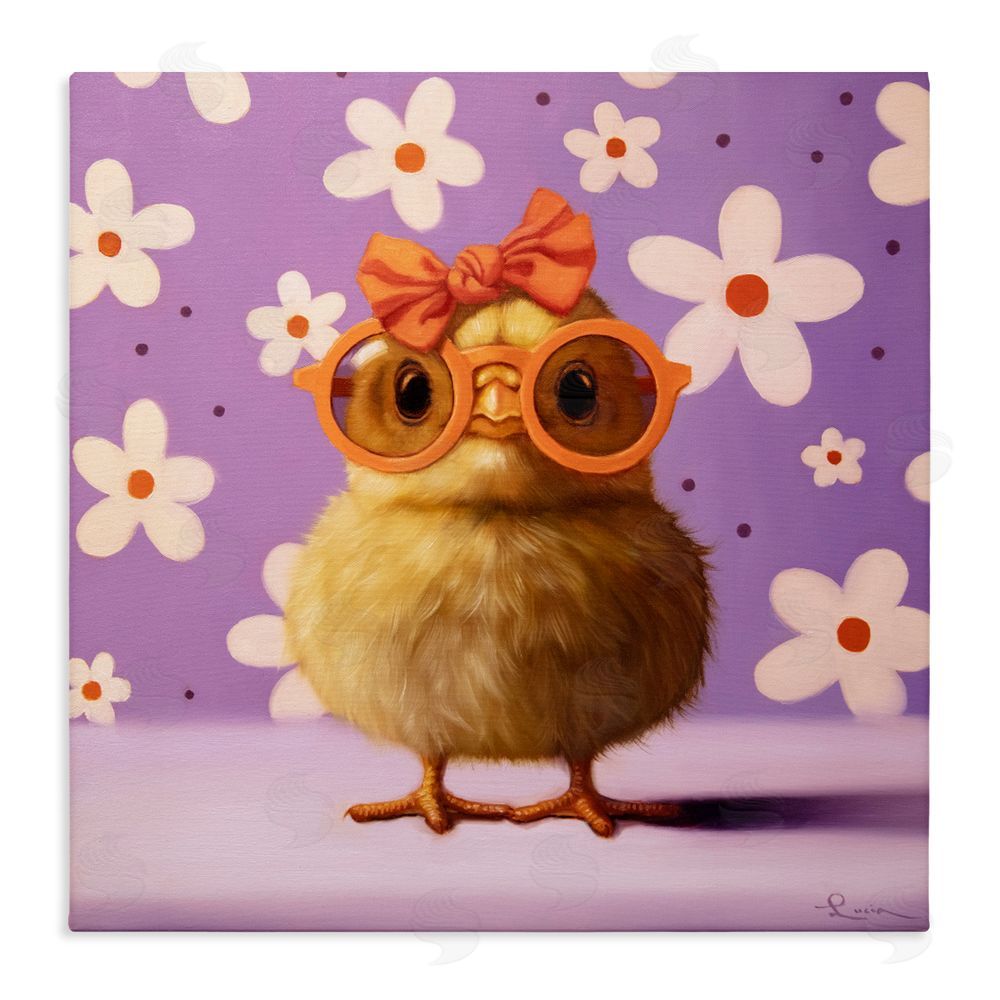 Lucia Heffernan Bow Peep Groovy Chick Stretched Canvas Wall Art