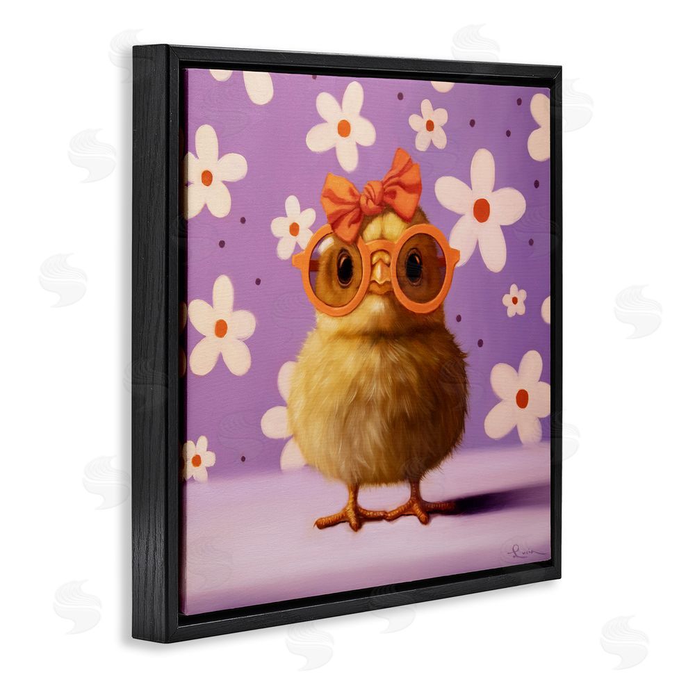 Lucia Heffernan Bow Peep Groovy Chick Black Floating Frame Canvas Wall Art Print