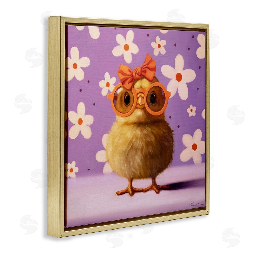 Lucia Heffernan Bow Peep Groovy Chick Gold Floating Frame Canvas Wall Art Print