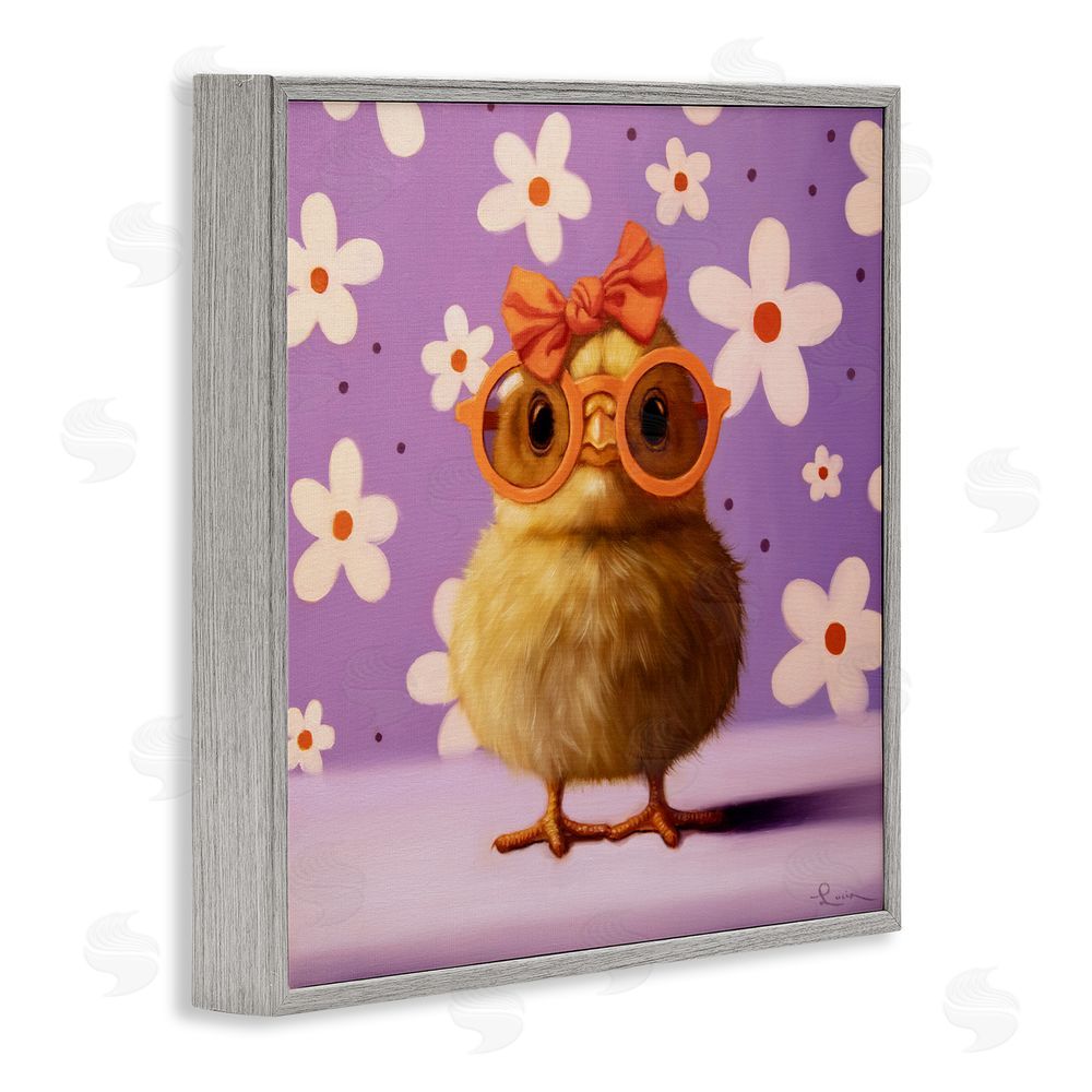 Lucia Heffernan Bow Peep Groovy Chick Gray Framed Giclee Wall Art Print