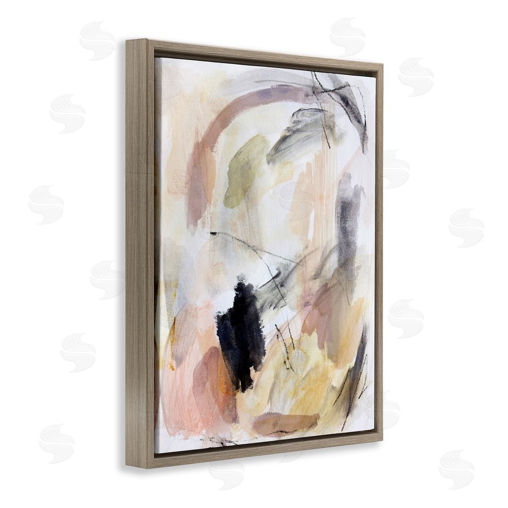Hope Bainbridge Chaotic Sketches Paint Strokes Brown Floating Frame Canvas Wall Art Print