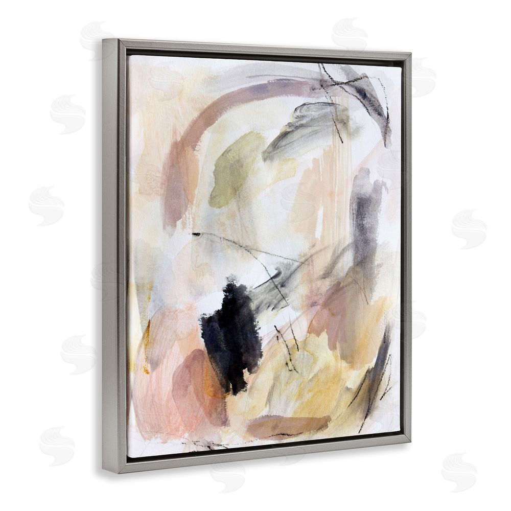 Hope Bainbridge Chaotic Sketches Paint Strokes Gray Floating Frame Canvas Wall Art Print