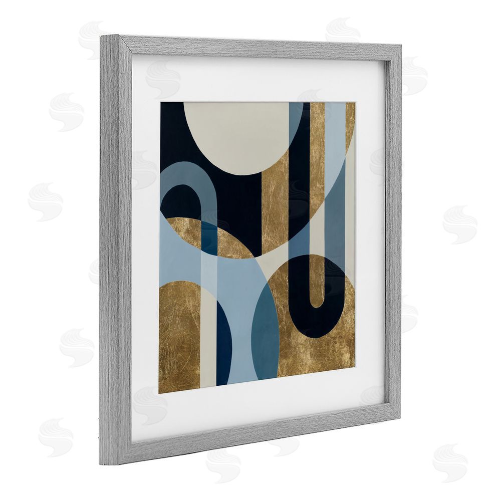 Max Maxx Earthly Shapes & Arches Gray Framed Print Under Glass Wall Art