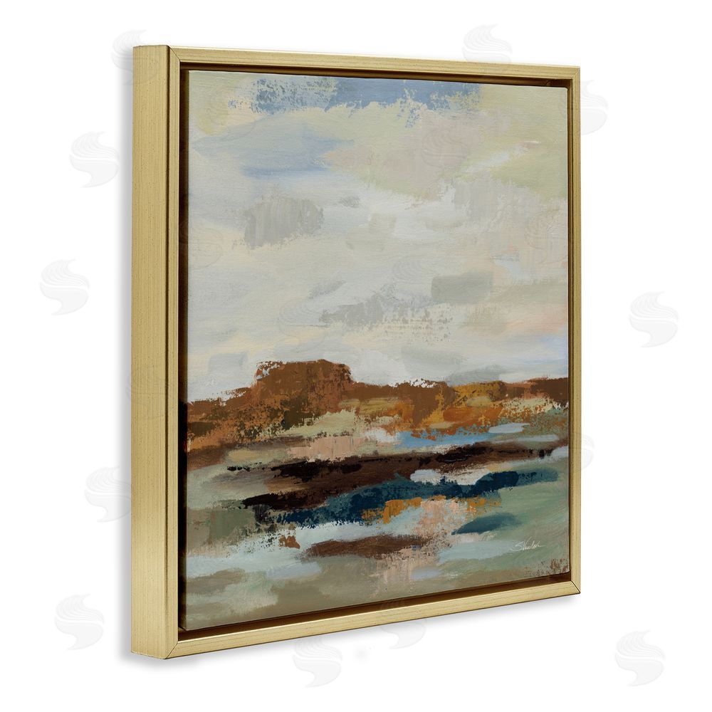 Silvia Vassileva American West Abstract Gold Floating Frame Canvas Wall Art Print