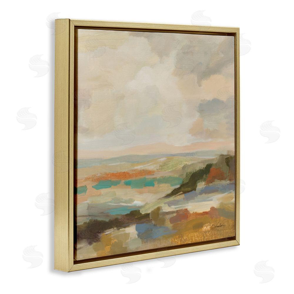 Silvia Vassileva Muted Harmony Palette Gold Floating Frame Canvas Wall Art Print