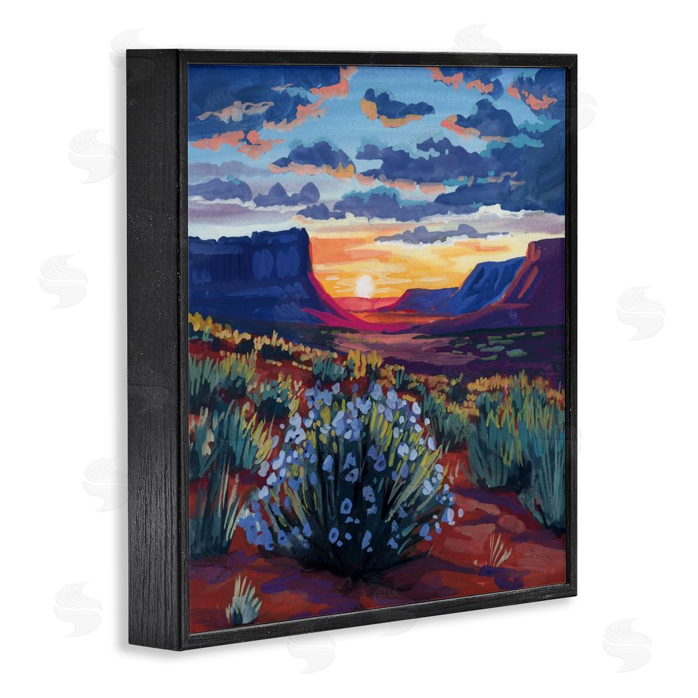 Kate Jarvik Birch Desert Sunset on Blooming Bush Black Framed Giclee Wall Art Print