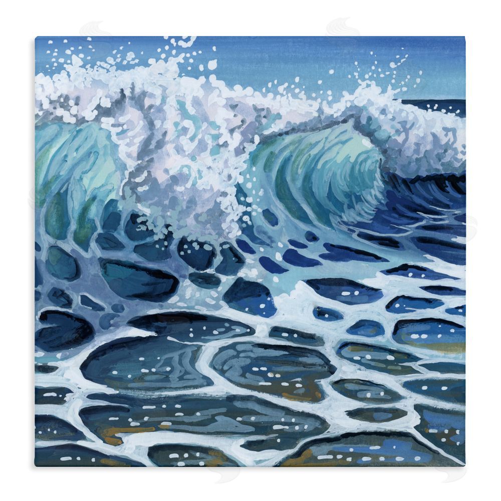 Kate Jarvik Birch Strong Crashing Waves on Beach Stretched Canvas Wall Art Print