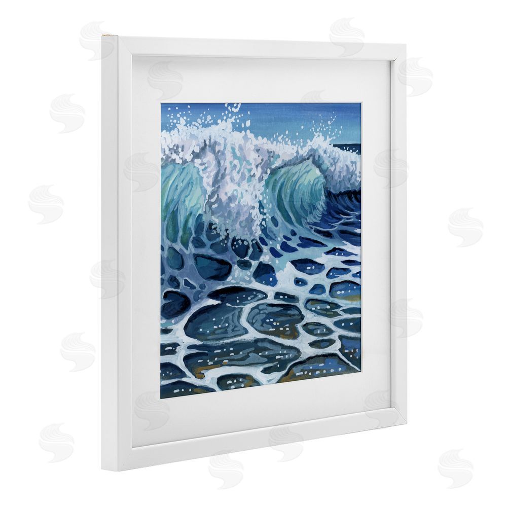 Kate Jarvik Birch Strong Crashing Waves on Beach White Framed Print Under Glass Wall Art