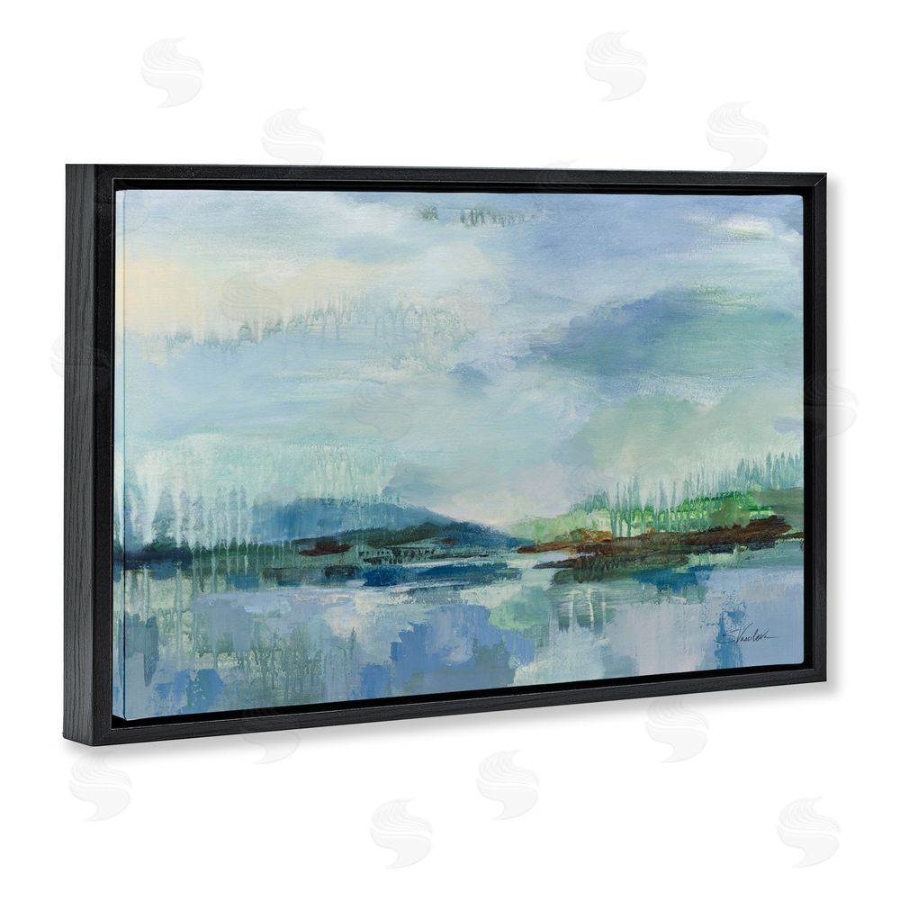 Silvia Vassileva Rain Over The Lagoon Black Floating Frame Canvas Wall Art Print