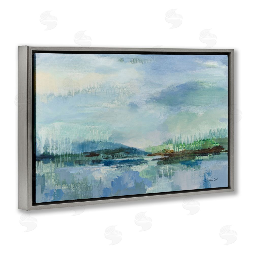 Silvia Vassileva Rain Over The Lagoon Gray Floating Frame Canvas Wall Art Print