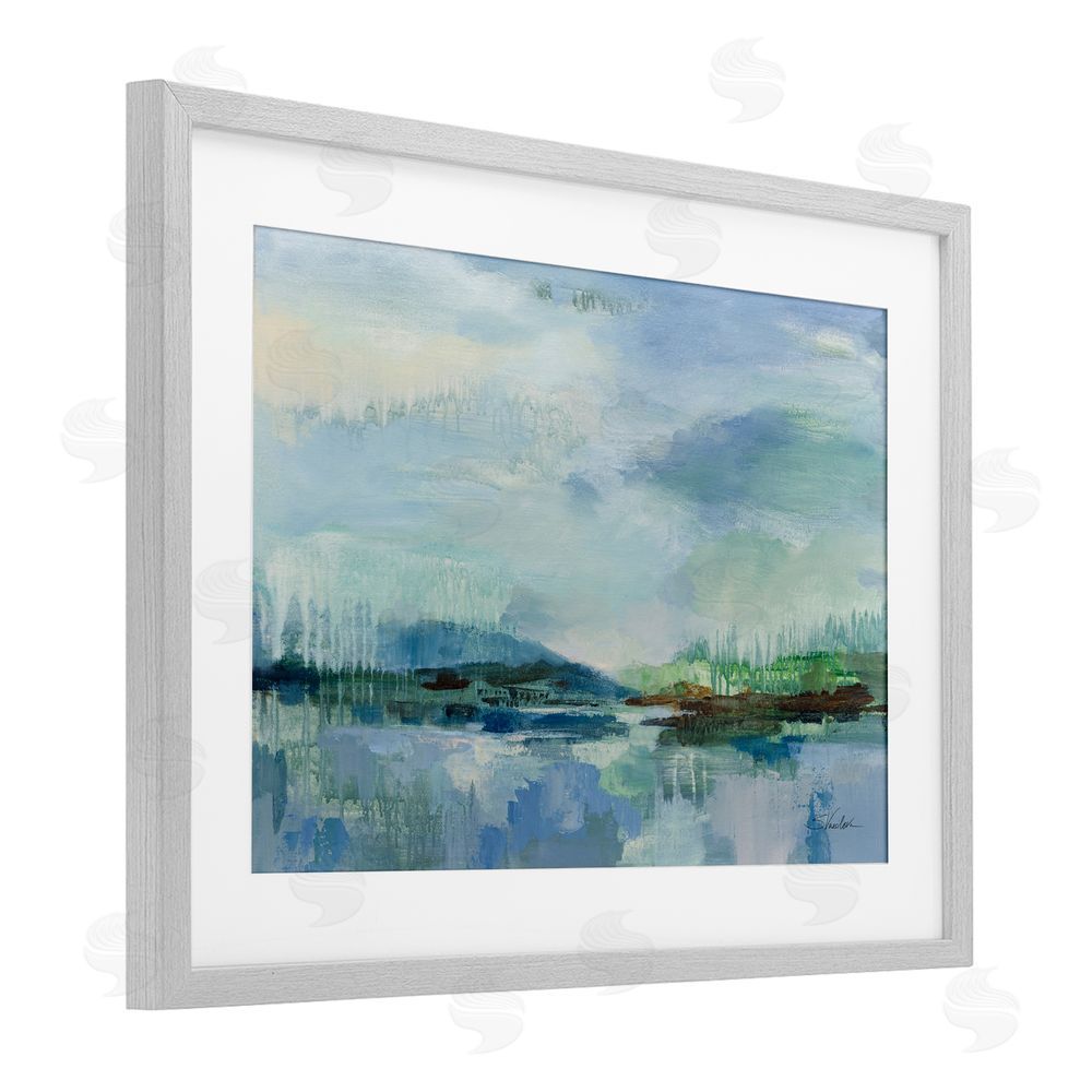 Silvia Vassileva Rain Over The Lagoon Gray Framed Print Under Glass Wall Art