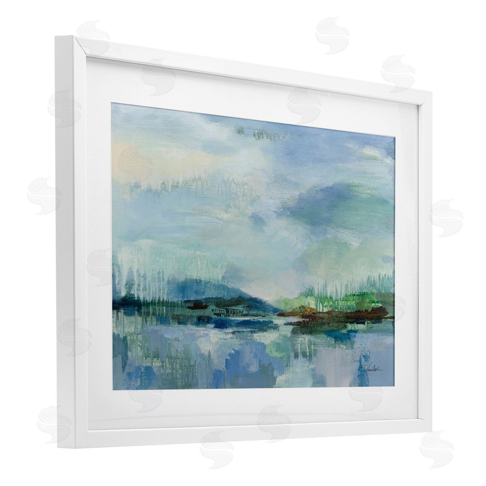 Silvia Vassileva Rain Over The Lagoon White Framed Print Under Glass Wall Art