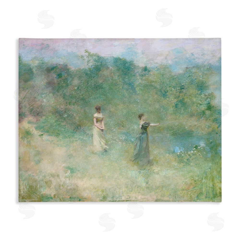 Wild Apple Portfolio Vintage Summer Fishing Ladies Stretched Canvas Wall Art Print