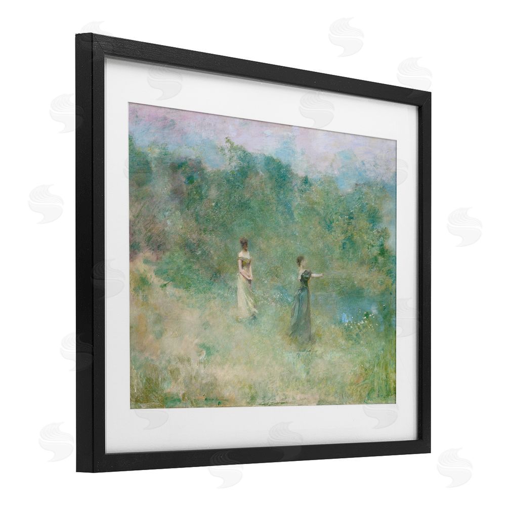 Wild Apple Portfolio Vintage Summer Fishing Ladies Black Framed Print Under Glass Wall Art