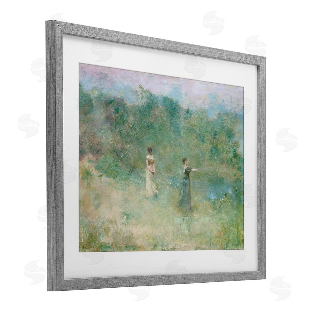Wild Apple Portfolio Vintage Summer Fishing Ladies Gray Framed Print Under Glass Wall Art