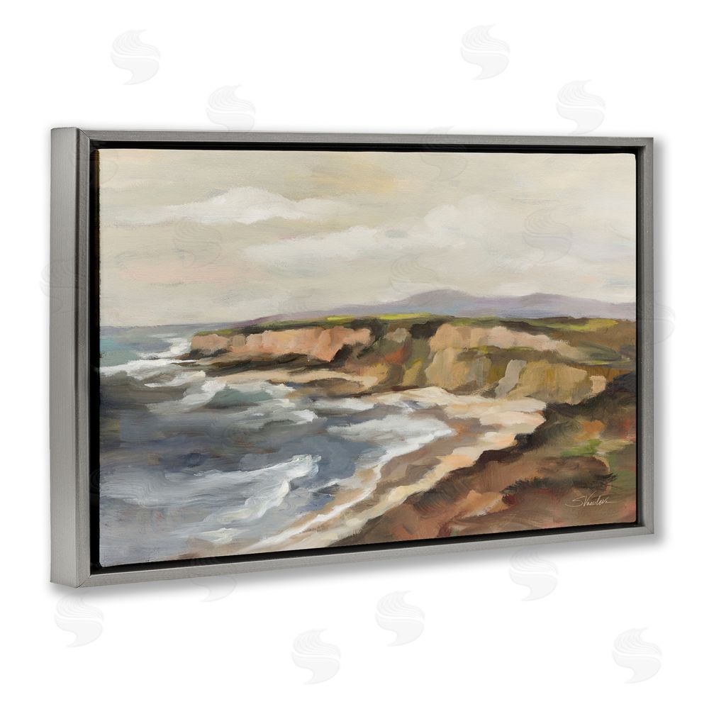 Silvia Vassileva Rocky Coast Expression Gray Floating Frame Canvas Wall Art Print