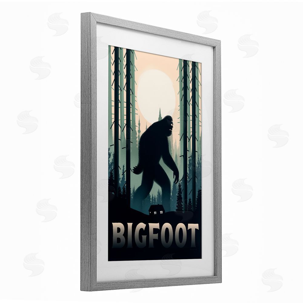 Omar Escalante Forest Creature Cabin in Woods Gray Framed Print Under Glass Wall Art