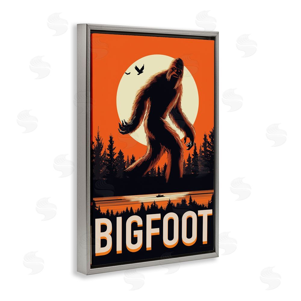 Omar Escalante Mythical Creature Lake Front Gray Floating Frame Canvas Wall Art Print