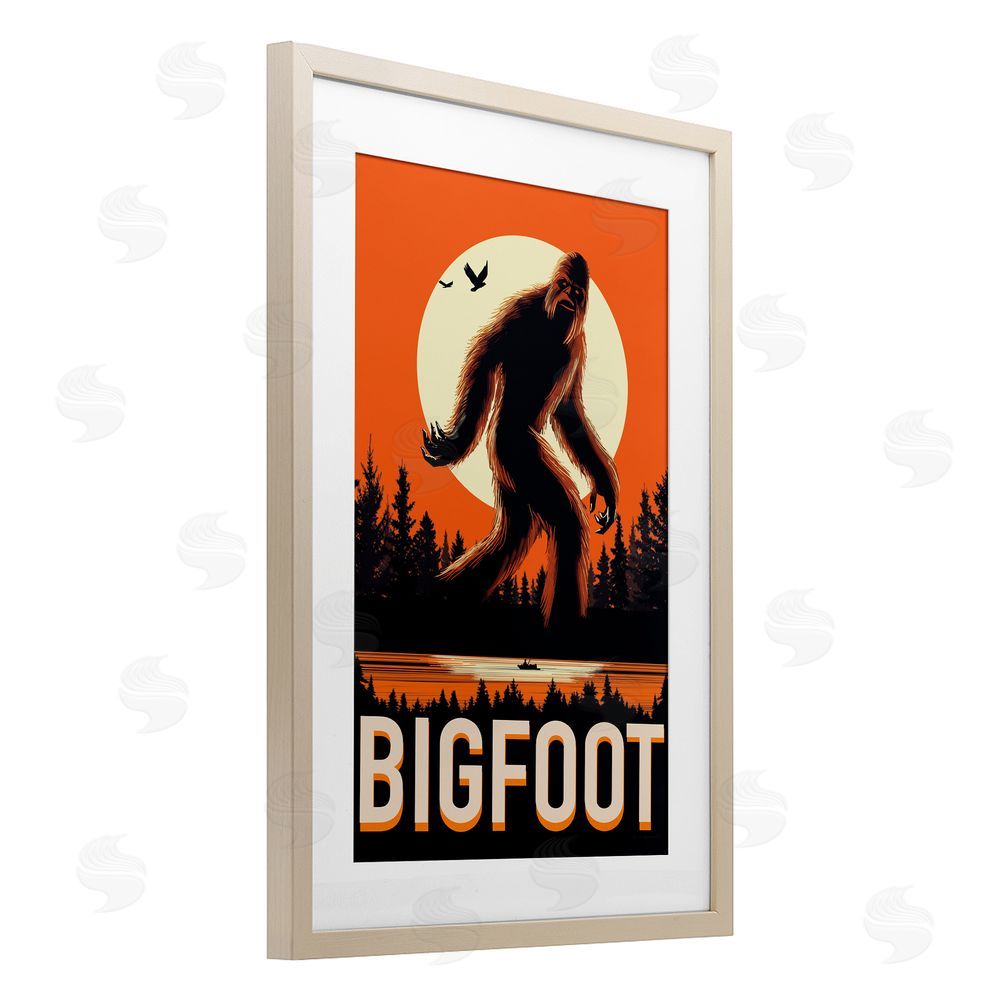 Omar Escalante Mythical Creature Lake Front Birch Framed Print Under Glass Wall Art