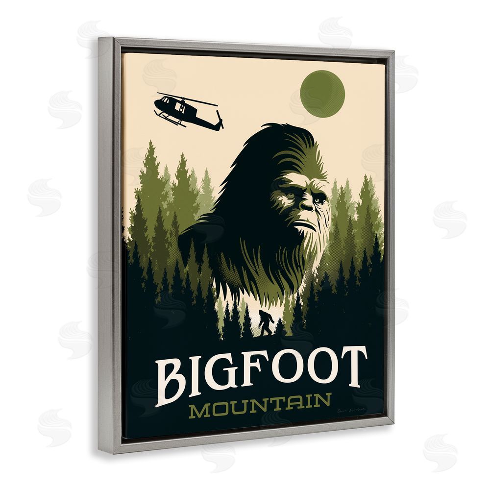 Omar Escalante Bigfoot Mountain Forest Gray Floating Frame Canvas Wall Art Print