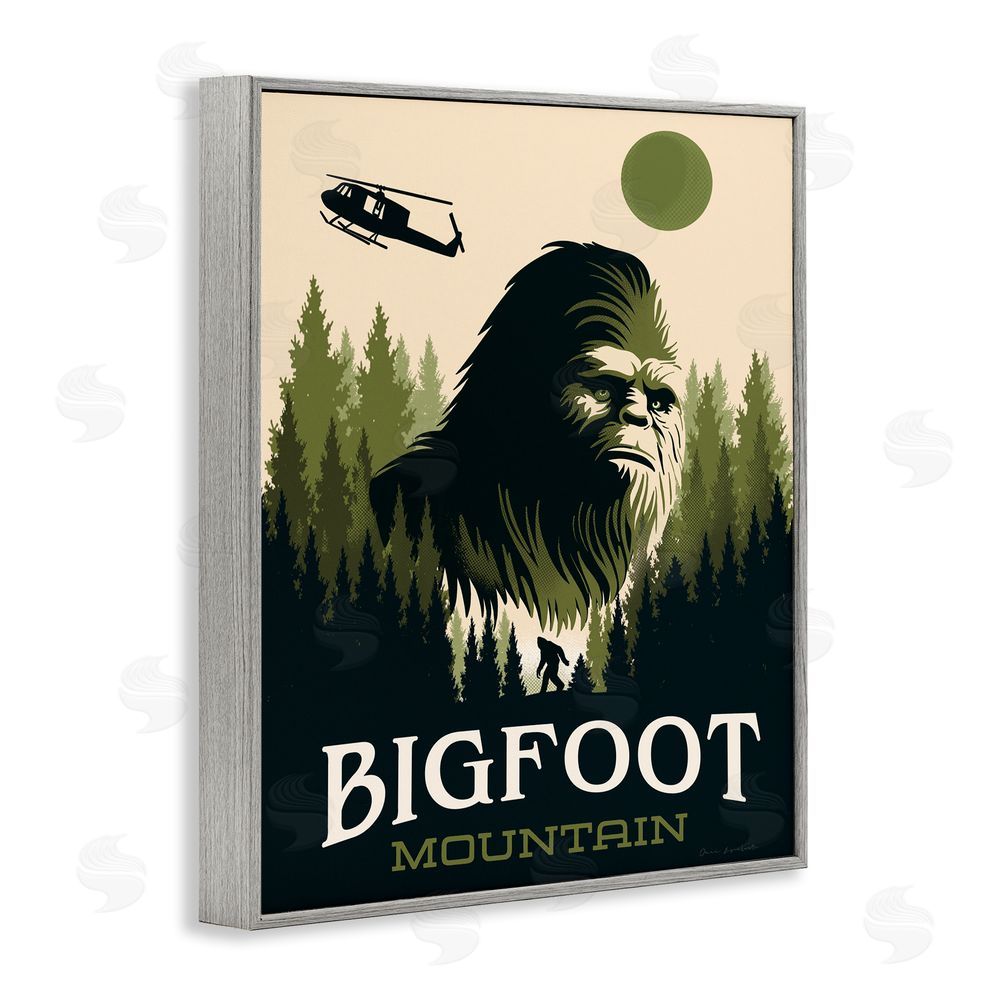 Omar Escalante Bigfoot Mountain Forest Gray Framed Giclee Wall Art Print