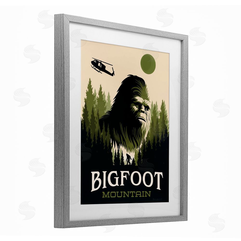 Omar Escalante Bigfoot Mountain Forest Gray Framed Print Under Glass Wall Art
