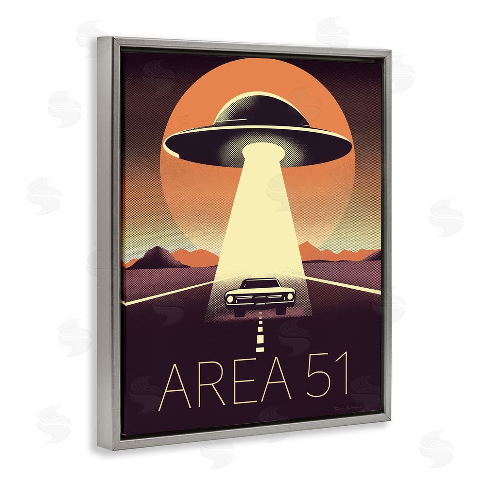 Omar Escalante Abduction On The Road Gray Floating Frame Canvas Wall Art Print