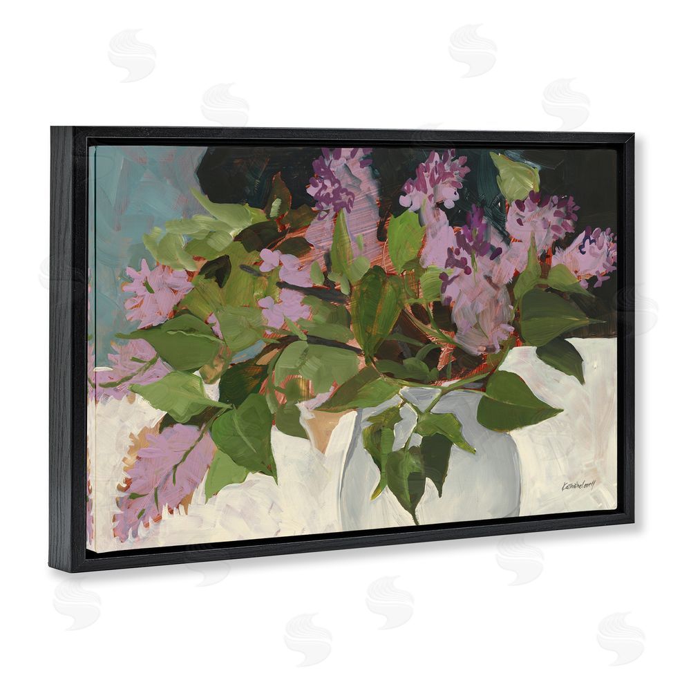 Katherine Lovell June Lilacs Bouquet Black Floating Frame Canvas Wall Art Print
