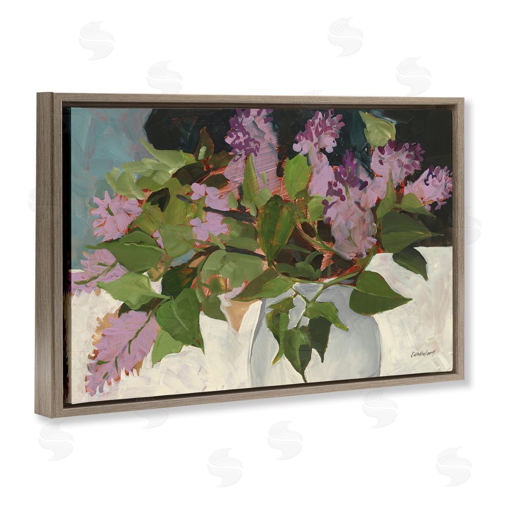 Katherine Lovell June Lilacs Bouquet Brown Floating Frame Canvas Wall Art Print